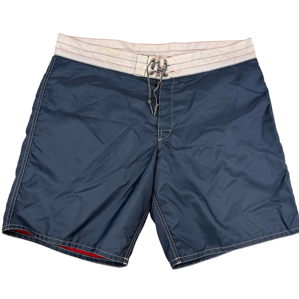 Birdwell Beach Britches Board Shorts Mens 39 Navy Blue Surf Trunks Made in USA